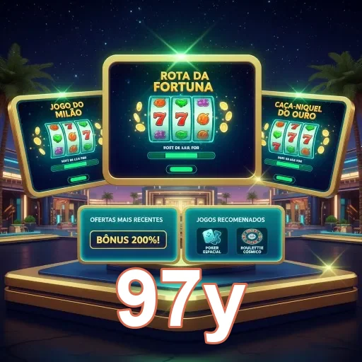 Visão do aplicativo 97y com jogos de cassino para mobile.