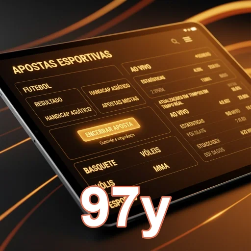 Tela de apostas esportivas da 97y em um tablet.