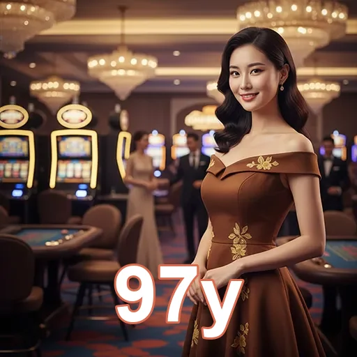 Ambiente sofisticado do cassino 97y com clientes jogando.