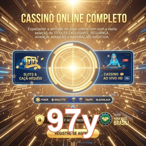 Imagem do aplicativo 97y com jogos de cassino e navegação intuitiva.