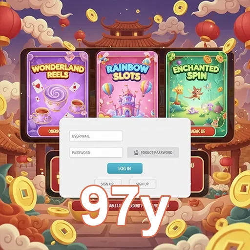 Tela de login e jogos de slots no 97y.