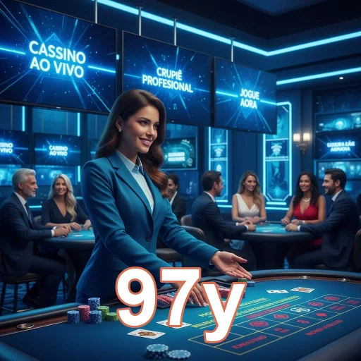 Jogadora interagindo em cassino ao vivo no 97y.
