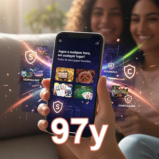Usuárias jogando slots no app da 97y, destacando segurança.