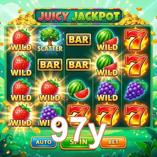Tela de slot com símbolos de frutas no 97y.