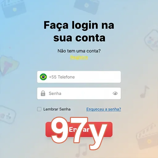 Tela de login do cassino 97y em dispositivo móvel.