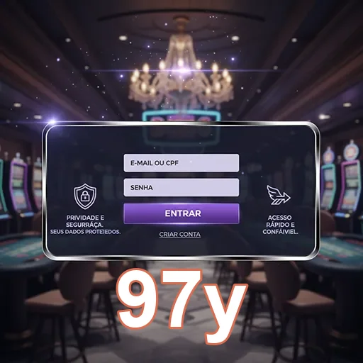 Tela de login do 97y com campos para email e senha.