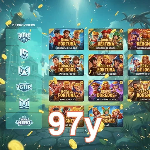 Interface do aplicativo 97y com jogos e promoções disponíveis.