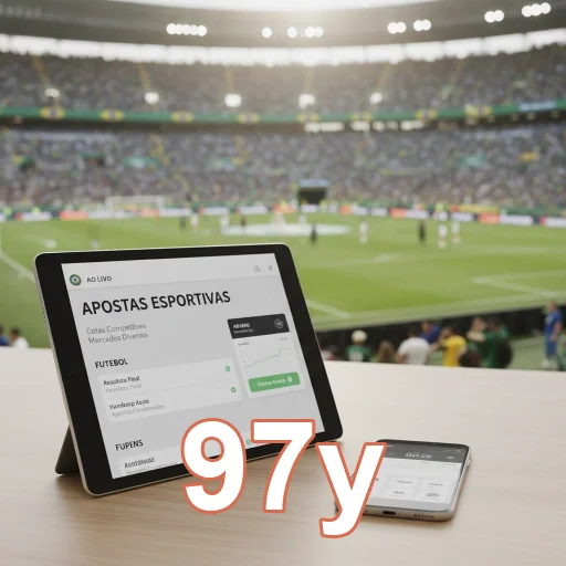 Apostas esportivas em dispositivos móveis da 97y em estádio.